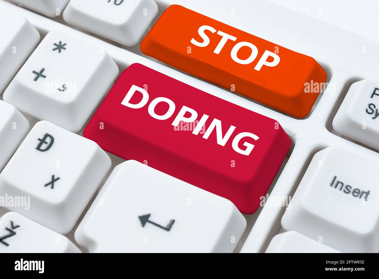 Schild mit Stop Doping, Internet-Konzept beenden Sie die Verwendung von verbotenen athletischen leistungssteigernden Drogen Stockfoto