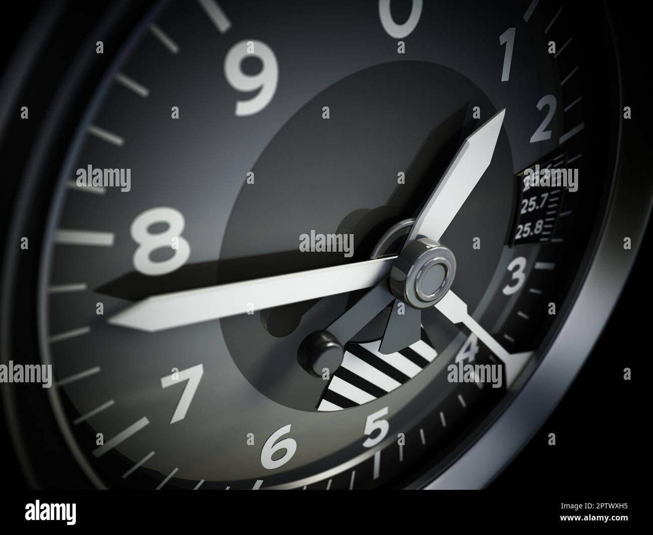 Vintage Flugzeug Höhenmesser Detail. 3D Abbildung. Stockfoto