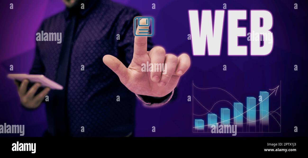 Konzeptunterschrift Web, Word für ein System von Internetservern, die speziell formatierte Dokumente unterstützen Stockfoto