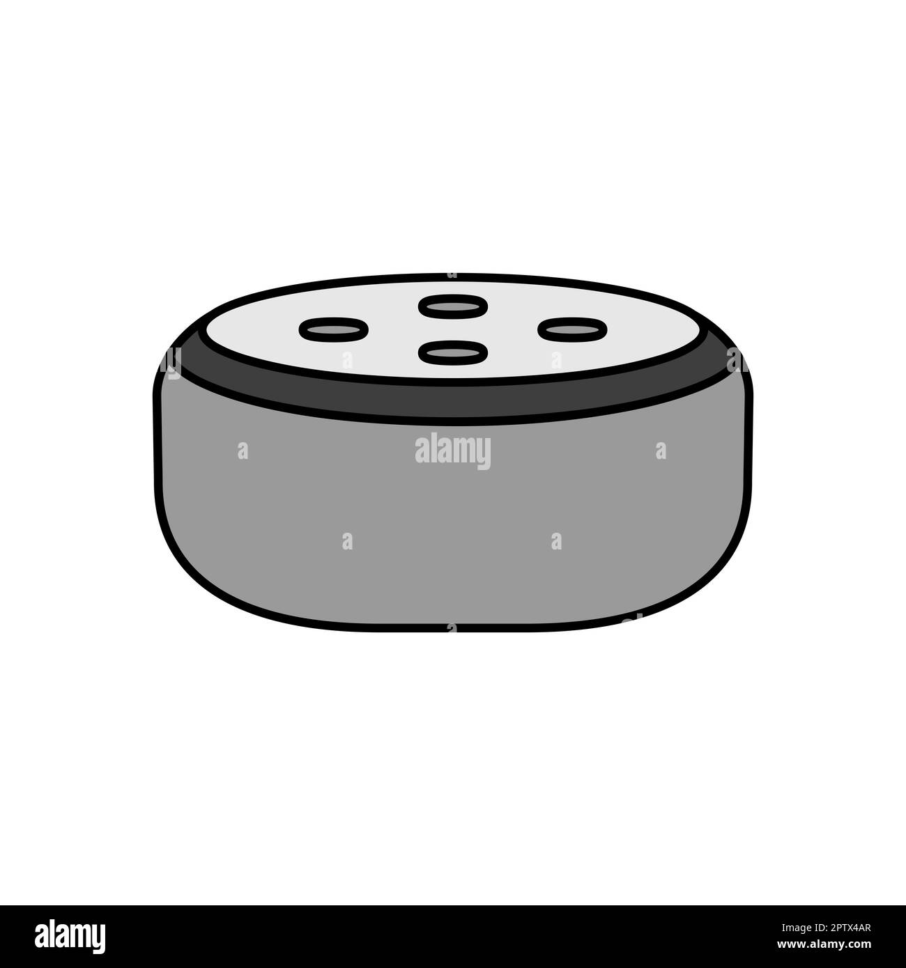 Kleiner intelligenter Lautsprecher mit Spracherkennung, Farbvektor, Graustufensymbol. Grafiksymbol für Musik und Sound Website und Apps Design, Logo, App, UI Stockfoto