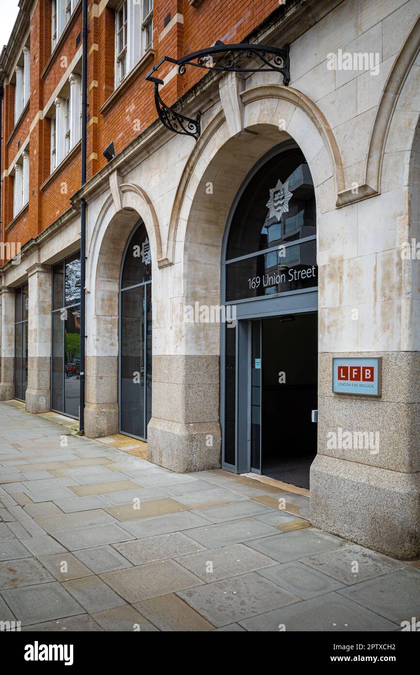 LFB HQ London - London Fire Brigade Headquarters seit 2007 in 169 Union St, London. LFB-Hauptquartier London. Hauptquartier der Londoner Feuerwehr. Stockfoto