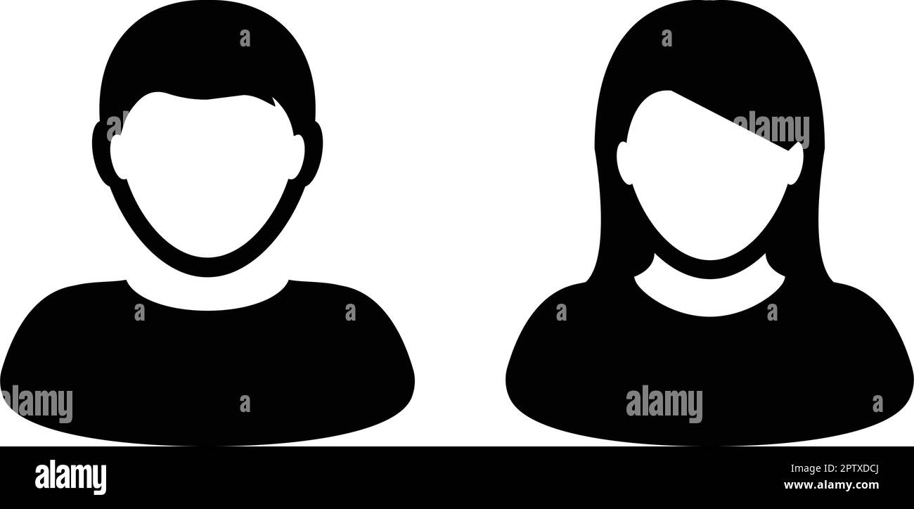 Benutzer Symbol Vektor männliche und weibliche Person Profil Avatar Symbol für Unternehmen in einer flachen Farbe Glyphe Piktogramm Zeichen Illustration Stock Vektor