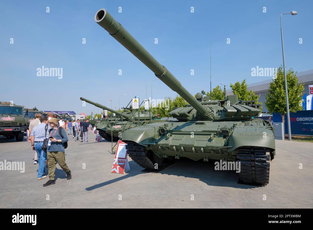 MOSKAU REGION, RUSSLAND - 18. AUGUST 2022: Russischer Hauptkampfpanzer für die T-72B3M im internationalen militärisch-technischen Forum der Armee-2022, Patriot Park Stockfoto