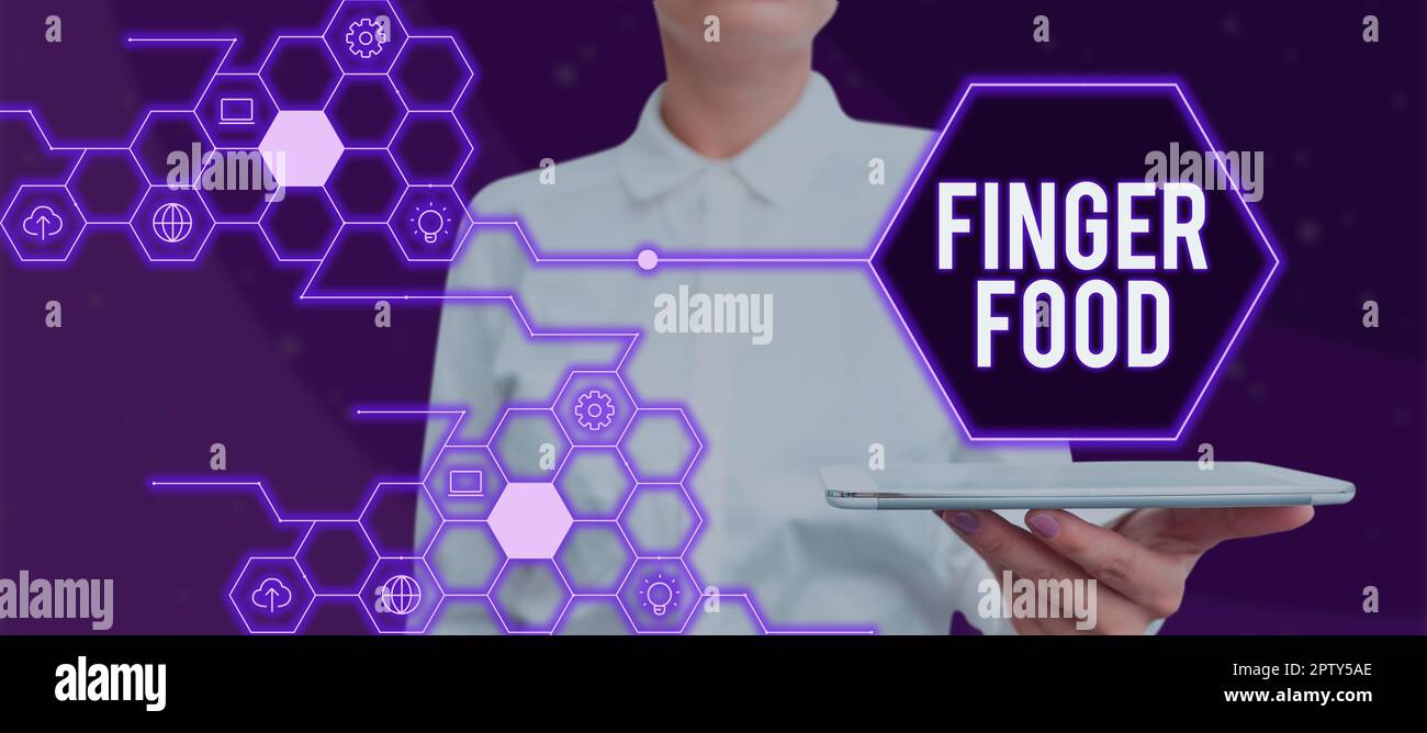 Handgeschriebener Text Finger Food, Business Approach Products und