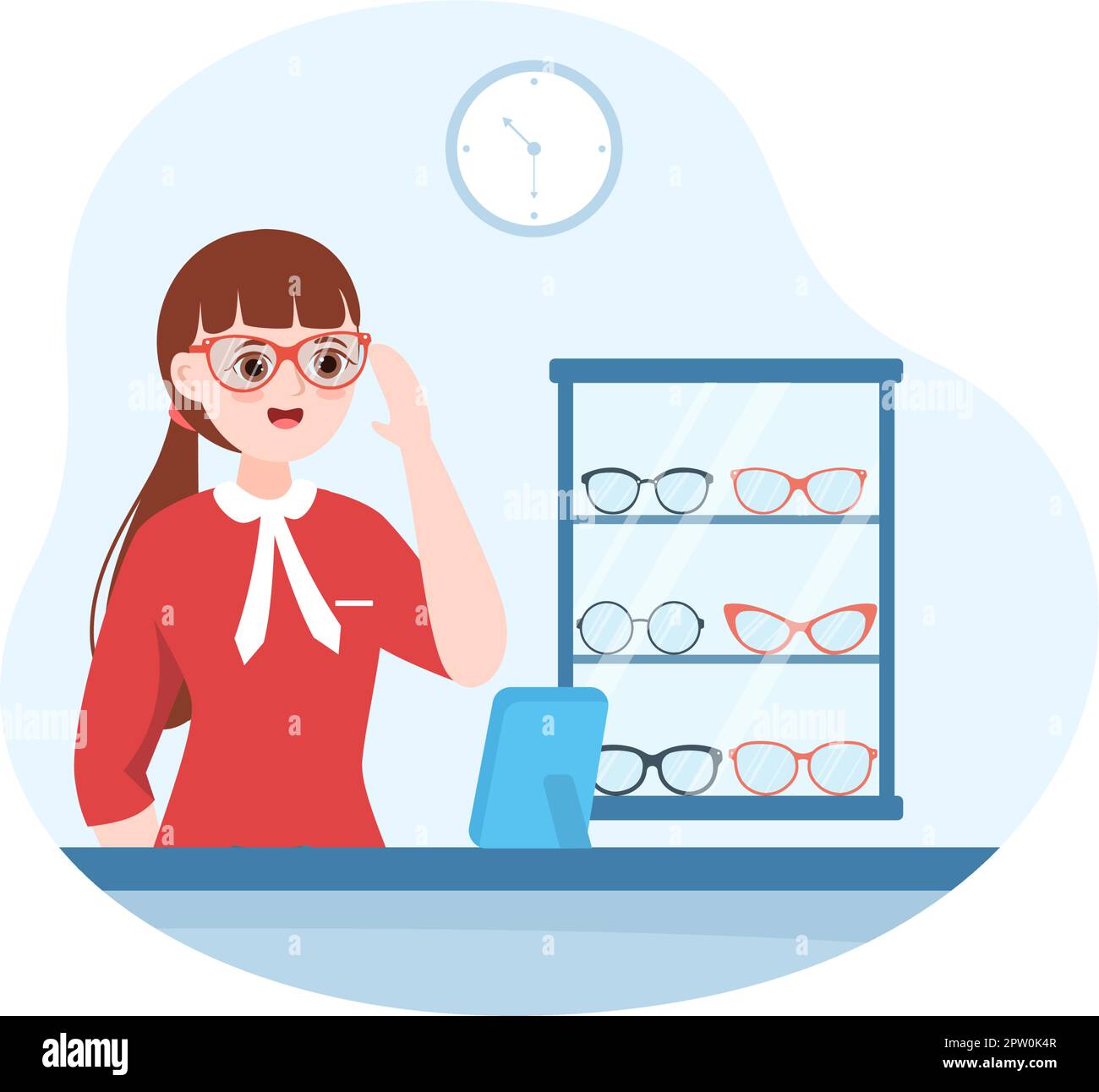 Brillen Shop oder Optical Shop mit Zubehör, Optiker, Kontrolle Vision und  Brillen in Flat Cartoon Hand Drawn Templates Illustration Stock-Vektorgrafik  - Alamy
