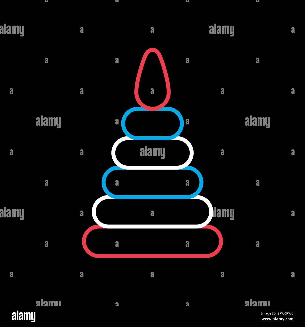Pyramidenvektor auf schwarzem Hintergrund isoliert Stock Vektor