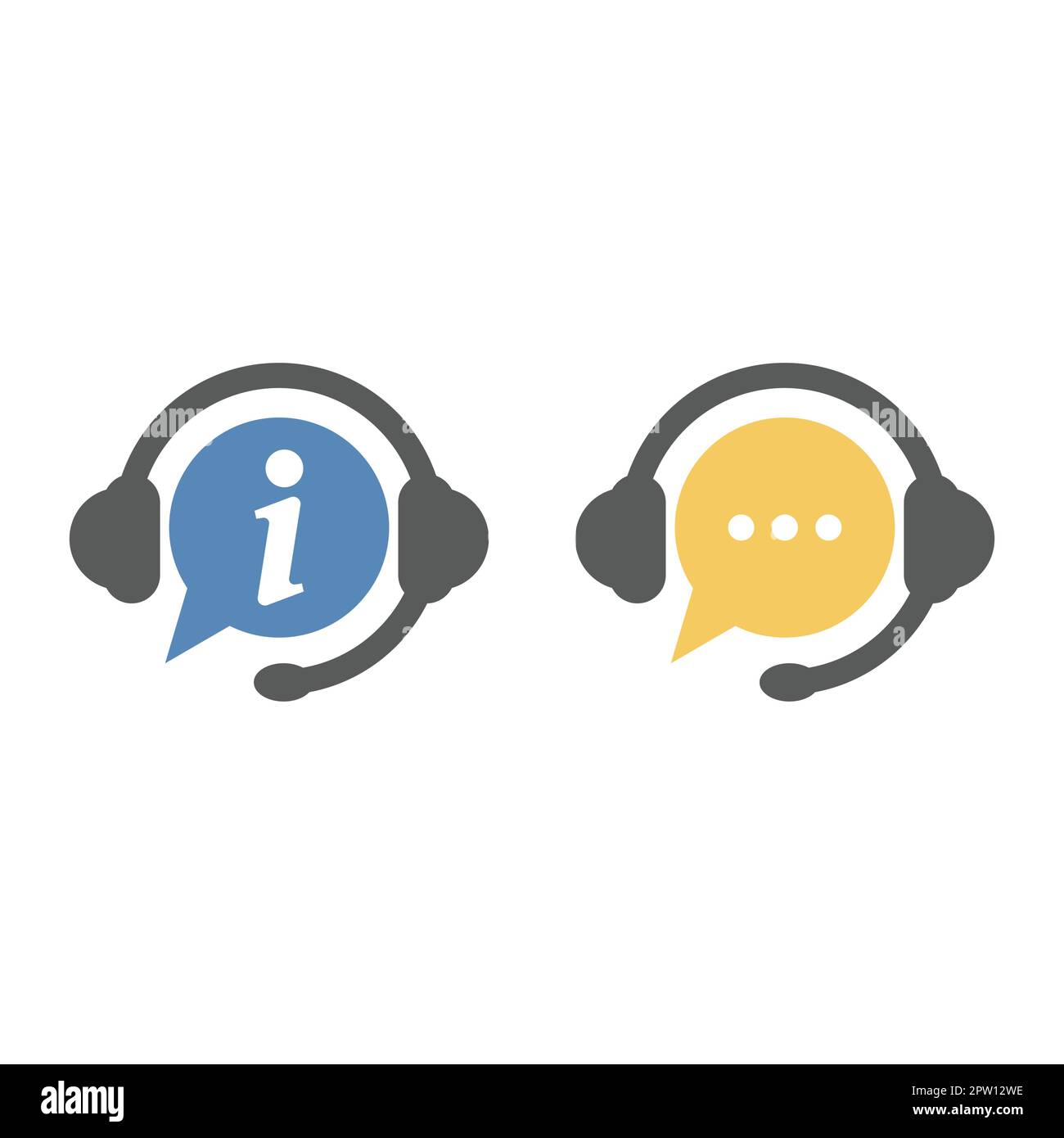 Headset- und Chat-Bubble-Informationen und Hilfesymbol Stock Vektor