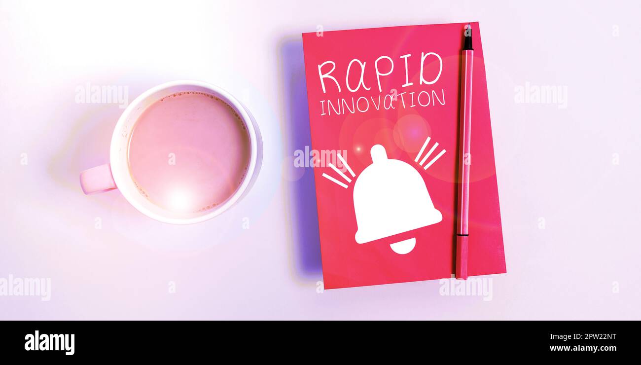 Konzeptionelle Darstellung Schnelle Innovation, Geschäftsidee charakteristisch für eine Website, die Suchmaschinenalgorithmen verwendet Stockfoto