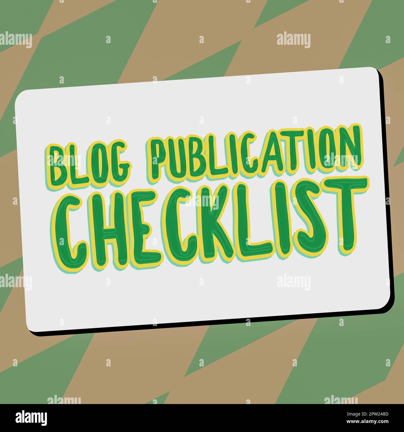 Textzeichen mit Checkliste für Blog-Veröffentlichungen, Word für regelmäßige Aufzeichnung der Gedanken, Meinungen oder Erfahrungen einer Person Stockfoto