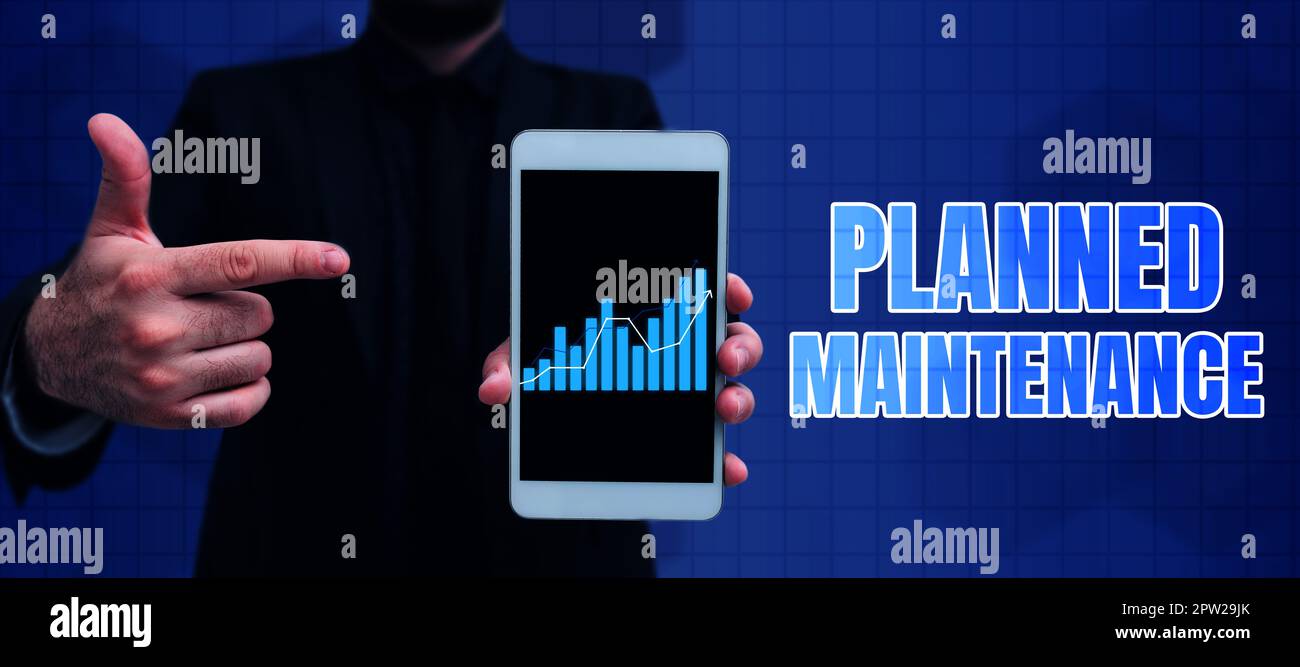 Konzeptionelle Darstellung planmäßige Wartung, Business Showcase Check-ups, die regelmäßig geplant werden Stockfoto
