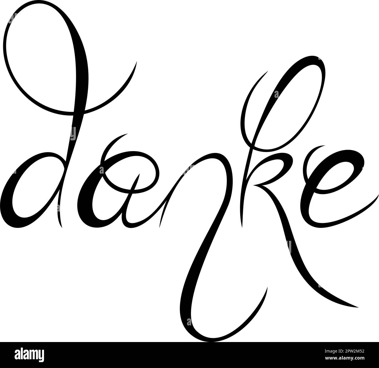 Vielen Dank in deutscher Sprache. Schwarze Vektorschrift. Weißer Rücken. Stock Vektor