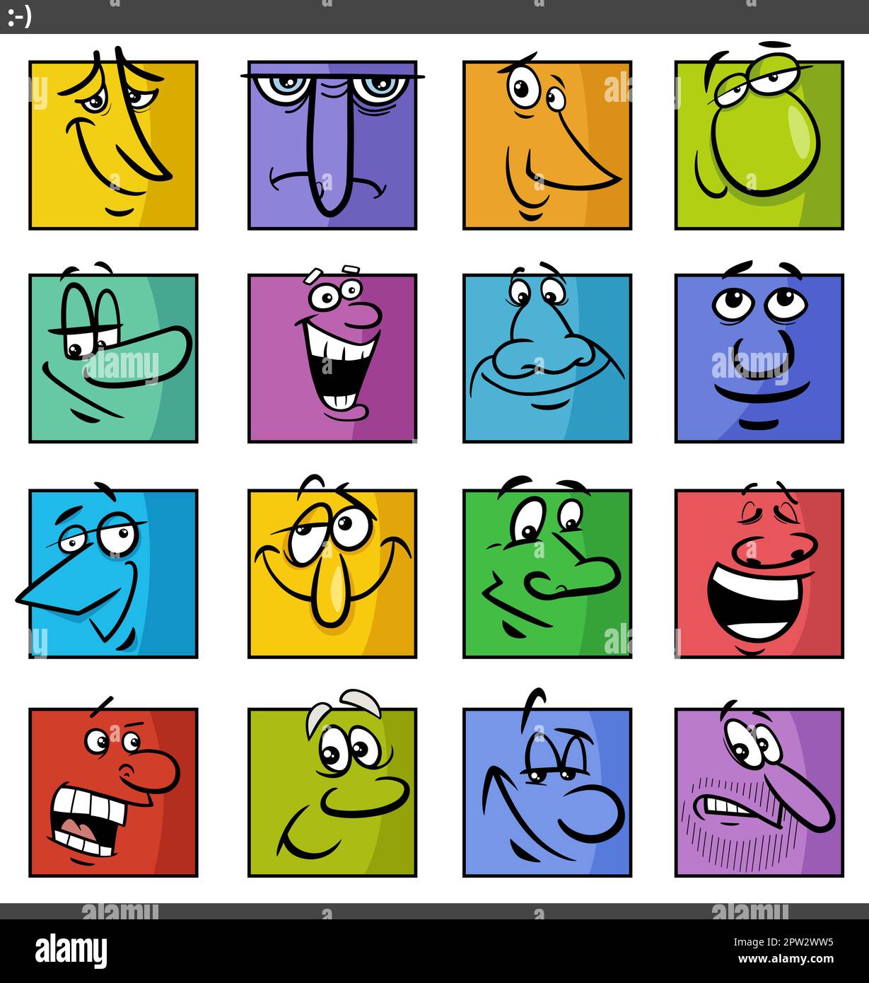 Gesichter oder Emotionen Cartoon Illustration Set Stock Vektor