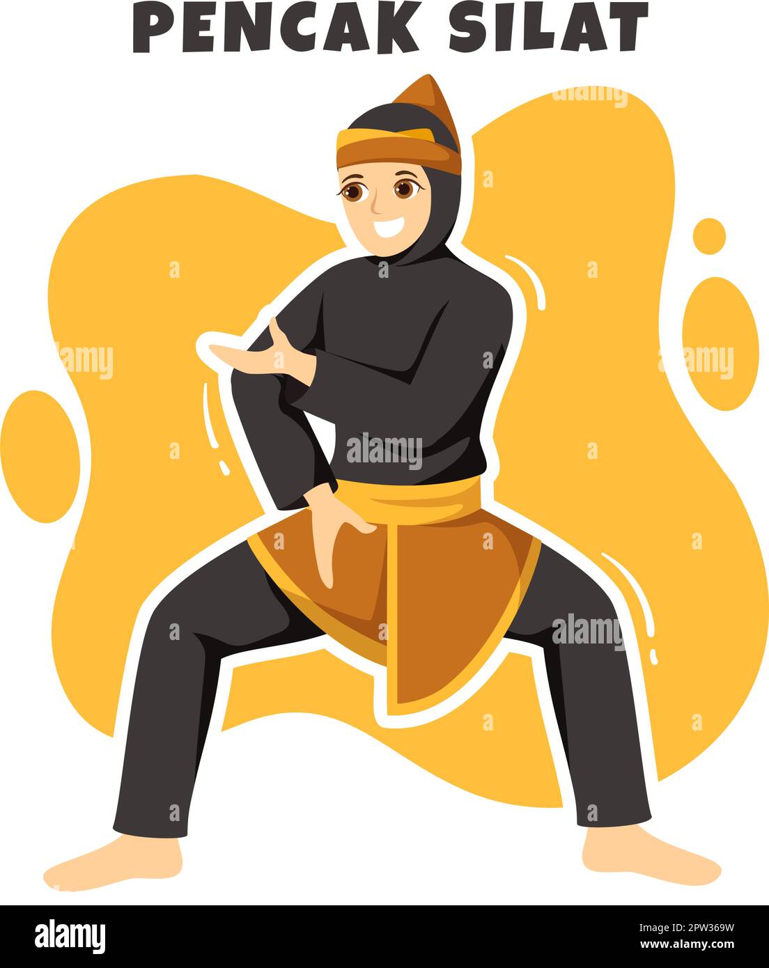 Pencak Silat Sport Illustration mit Menschen posieren Martial Artist aus Indonesien für Webbanner oder Landing Page in flachen, handgezeichneten Cartoon-Vorlagen Stock Vektor