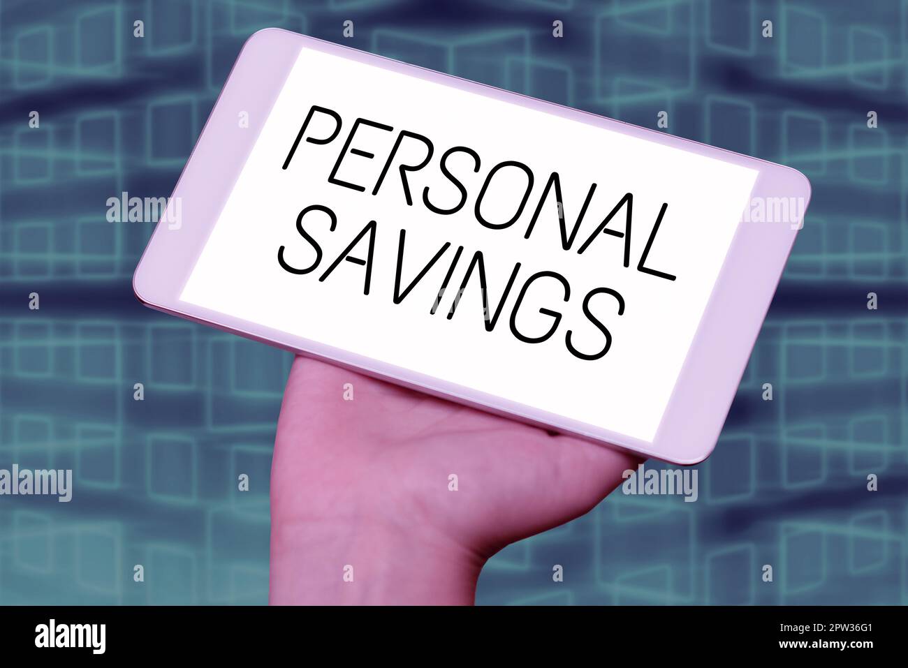 Konzeptionelle Darstellung Persönliche Ersparnisse, Unternehmen zeigen Geld, das eine Person auf einem Konto bei einer Bank oder ähnlichen Konten hat Stockfoto