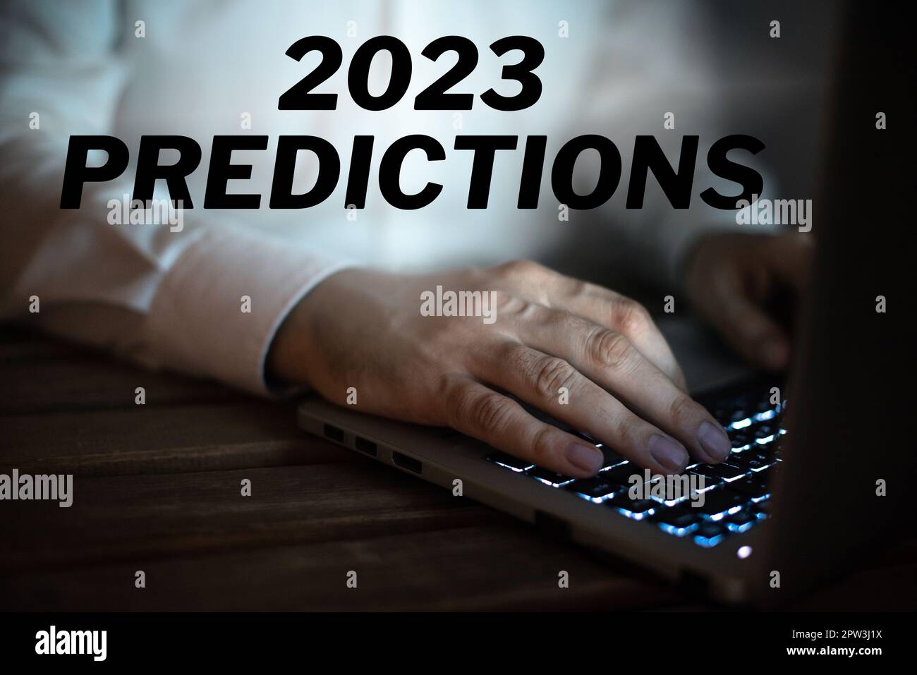 Inspiration mit Zeichen 2023 Vorhersagen, Business-Ansatz Liste der Dinge, die Sie glauben, dass ohne Beweis passieren Stockfoto