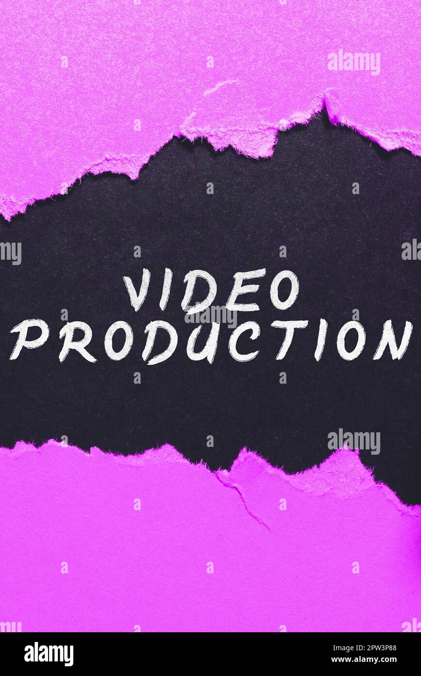 Schreiben Anzeige Text Videoproduktion, Internet Konzept Prozess der Umwandlung einer Idee in ein Video Filmaking Stockfoto