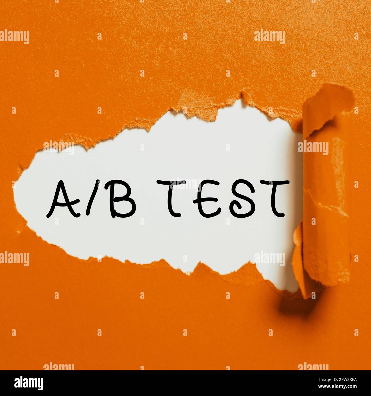 Schild mit A-nach-B-Test, Wort für einfachen kurzen Fragebogen Forschungsexperiment Query Survey Stockfoto