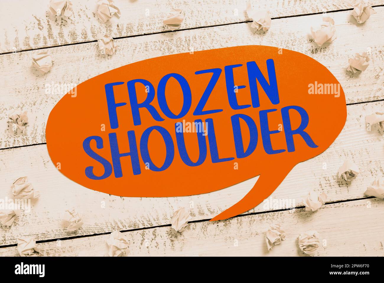 Konzeptionelle Darstellung Frozen Shoulder, Wort für Festigkeit und Schmerzen im Schultergelenk Stockfoto