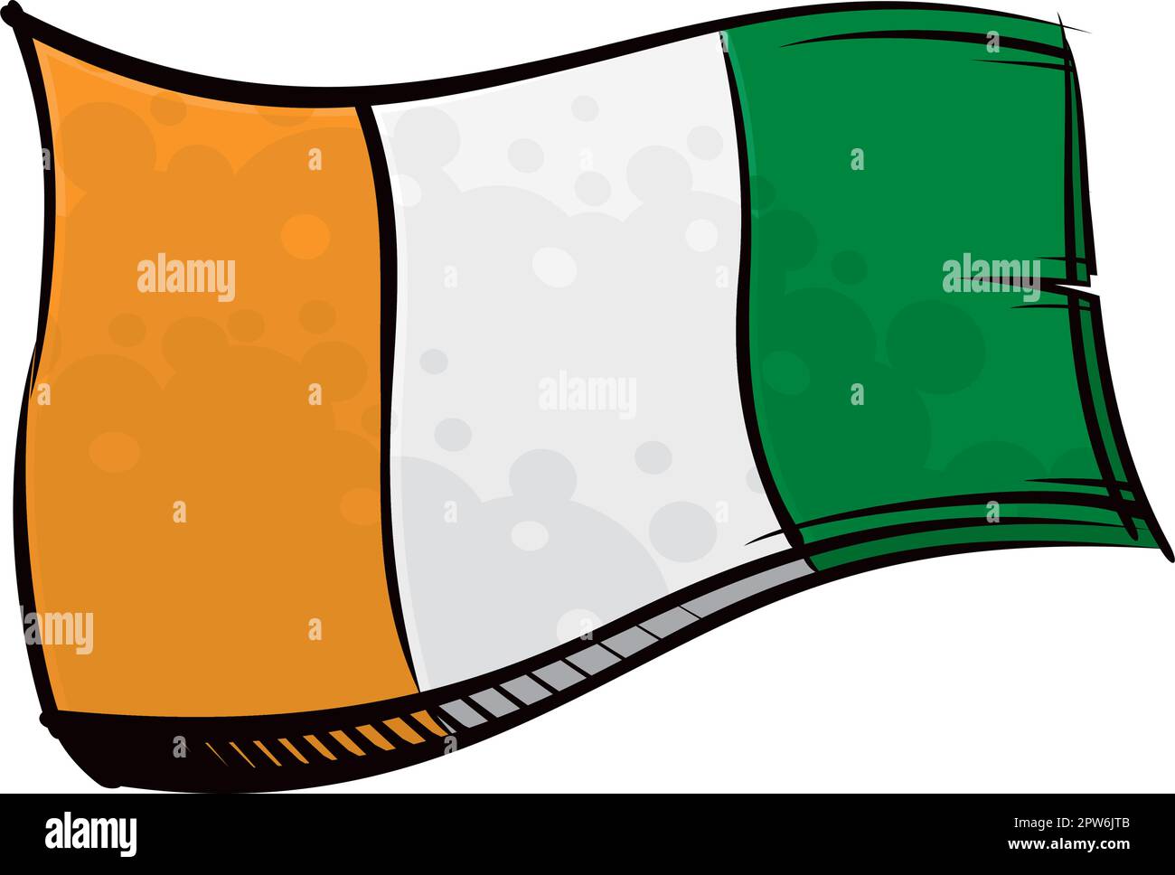 Gemalte Flagge der Elfenbeinküste, die im Wind windet Stock Vektor