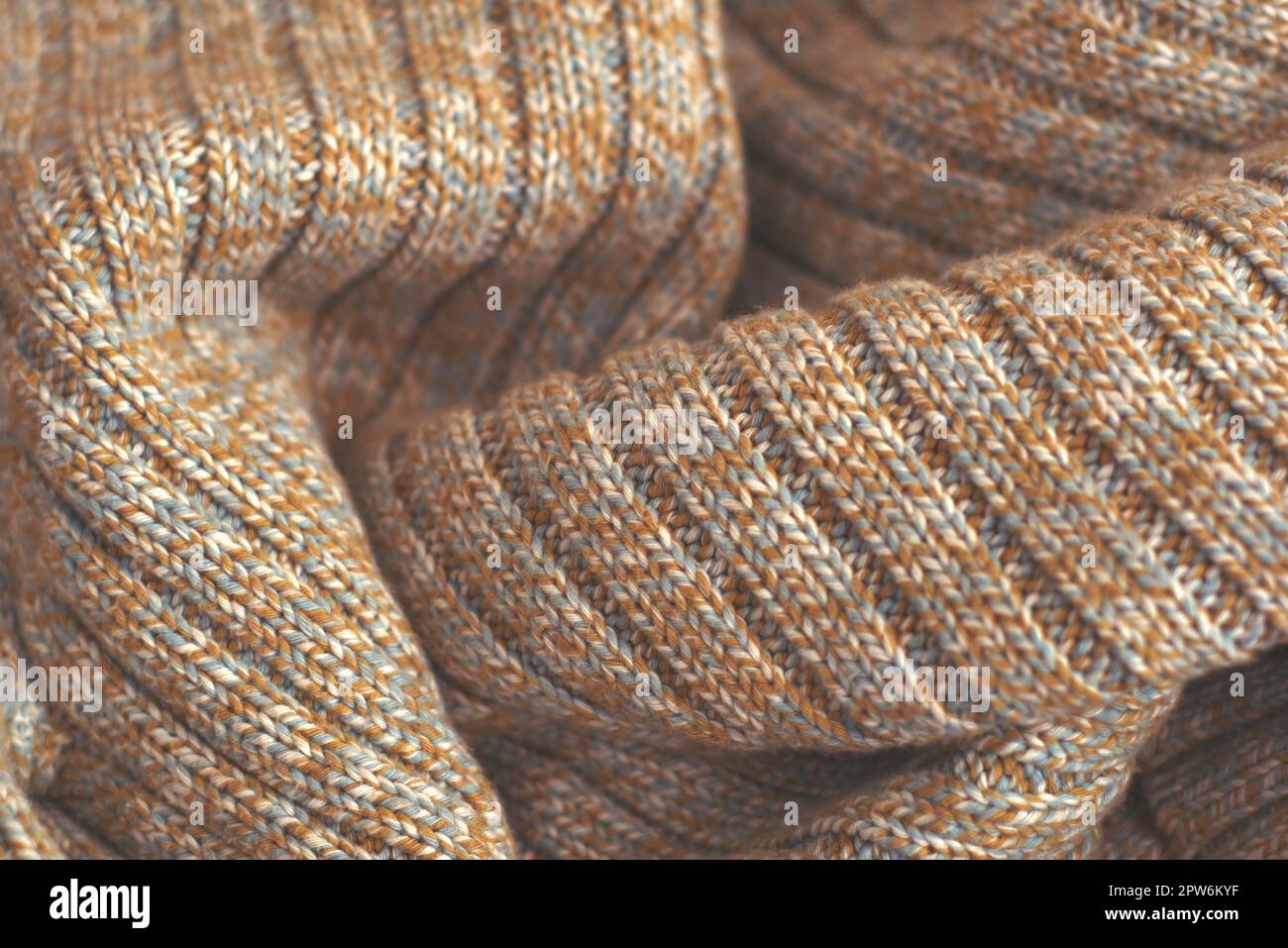 Meliert beige gestrickten Wollpullover. Textur Detail Nahaufnahme. Stockfoto