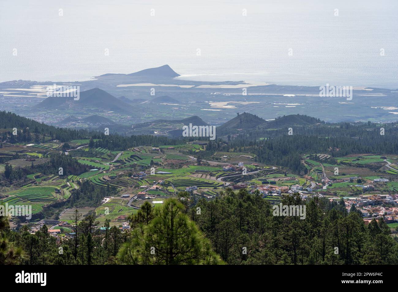 Typische Landschaft des südlichen Teils der Insel Teneriffa. Im Hintergrund befinden sich die Provinzen El Medano und La Tejita. Kanarische Inseln. Spai Stockfoto