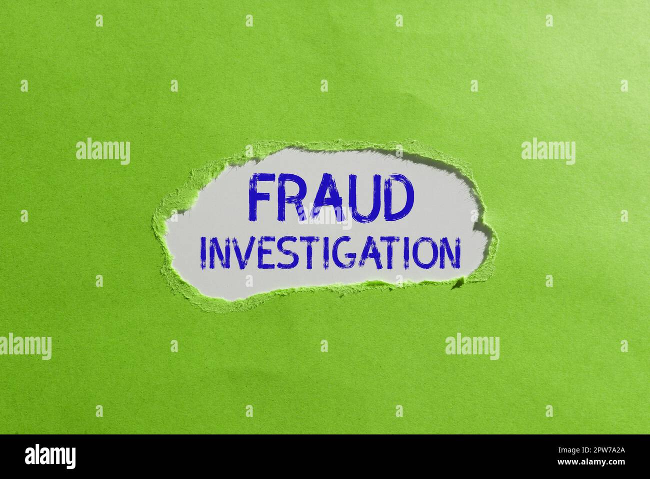 Textsymbol zeigt Betrugsermittlung an, Business zeigt den Prozess an, mit dem festgestellt wird, ob ein Betrug stattgefunden hat Stockfoto