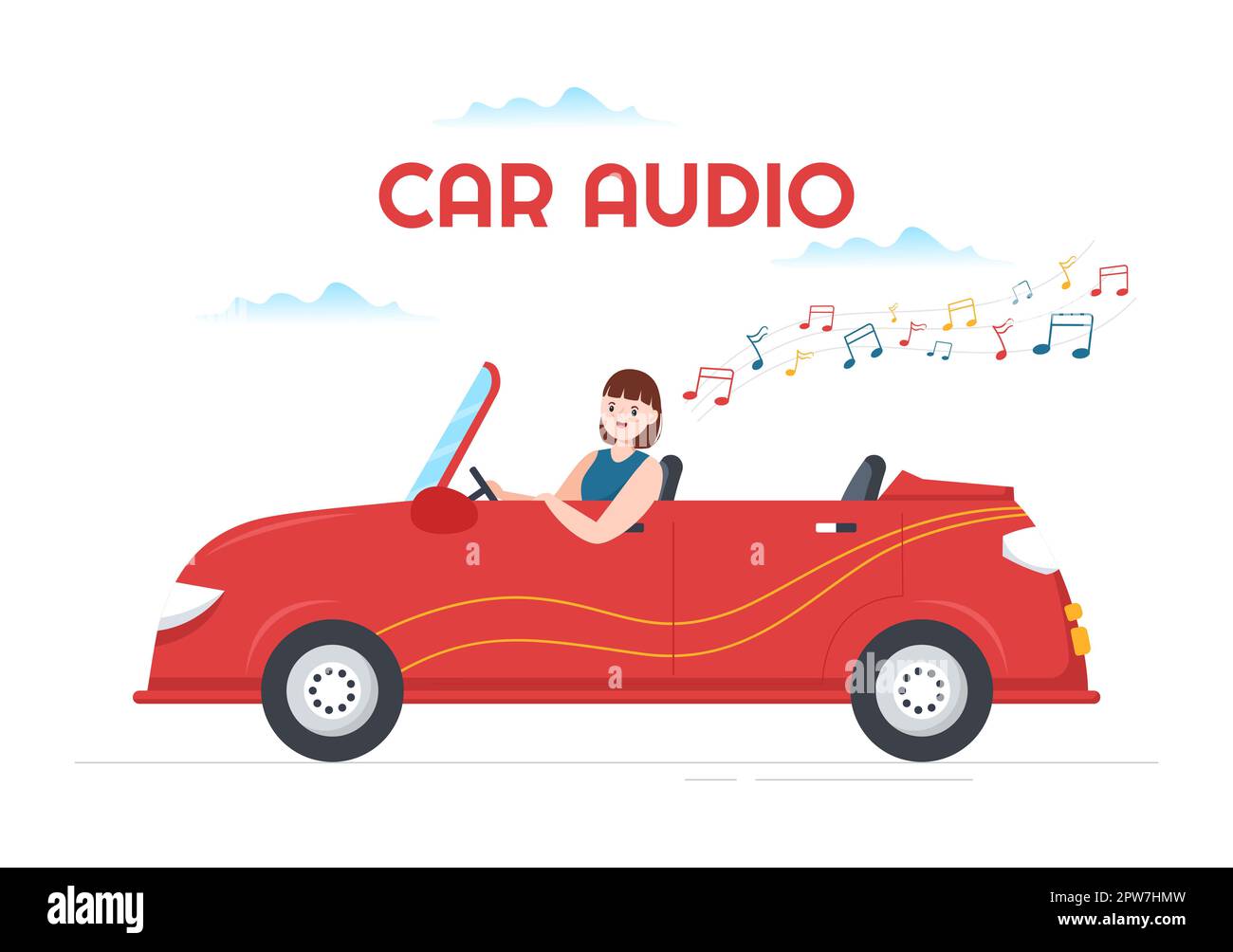 Auto fahren und Musik über laute Lautsprecher oder Soundsystem in
