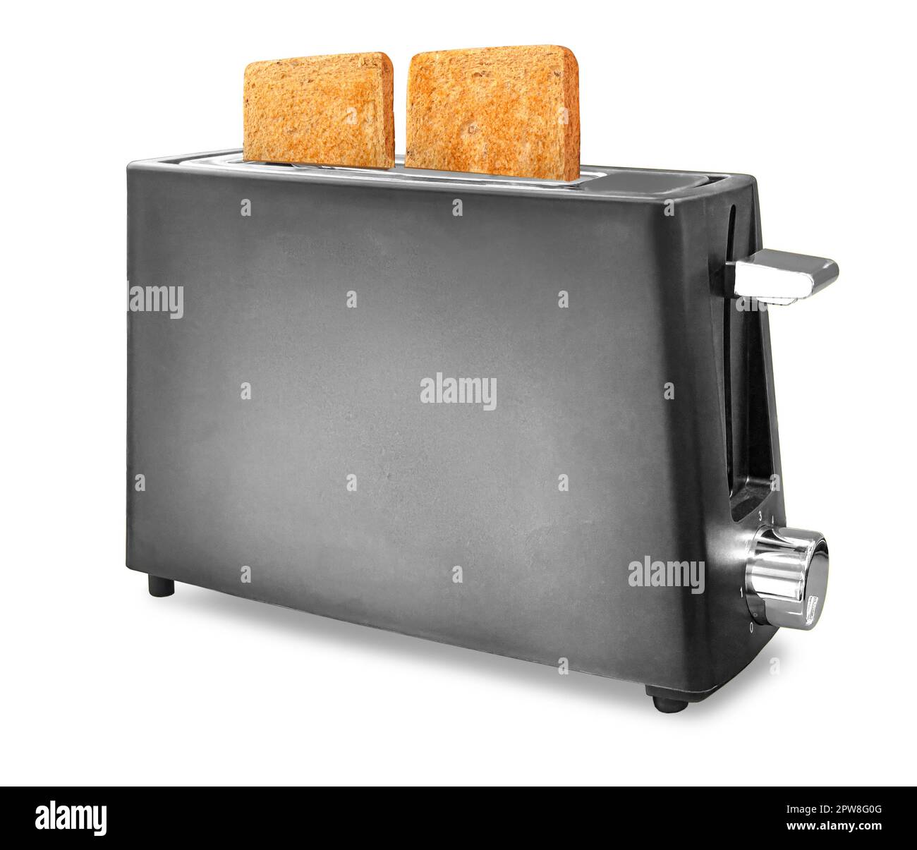 Schwarzer Toaster isoliert auf weißem Hintergrund Stockfoto