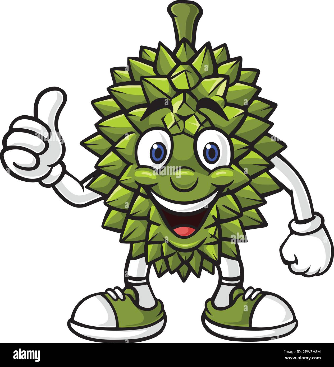 Cartoon durianischer Charakter, der Daumen nach oben zeigt Stock Vektor