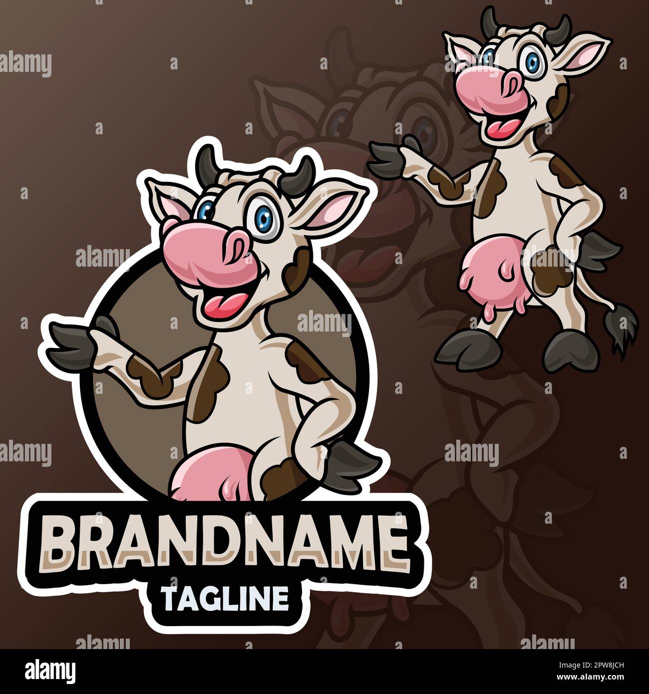 Comic-lustiges Kuh-Maskottchen Stock Vektor