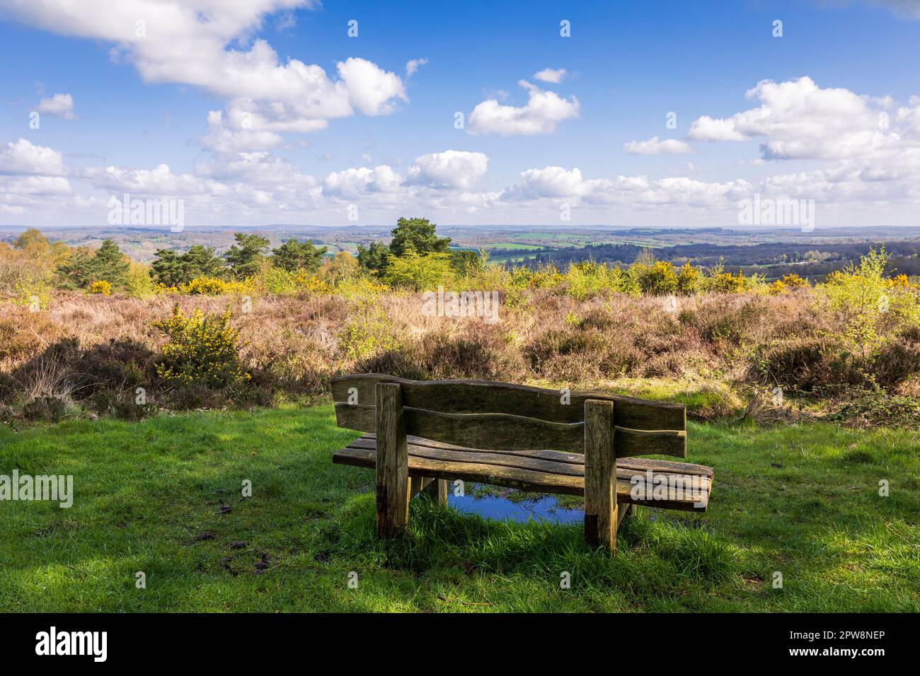 Wunderschöne Aussicht nach Osten über den Ashdown Wald und den High weald von Broadstone warren East Sussex Südostengland Großbritannien Stockfoto