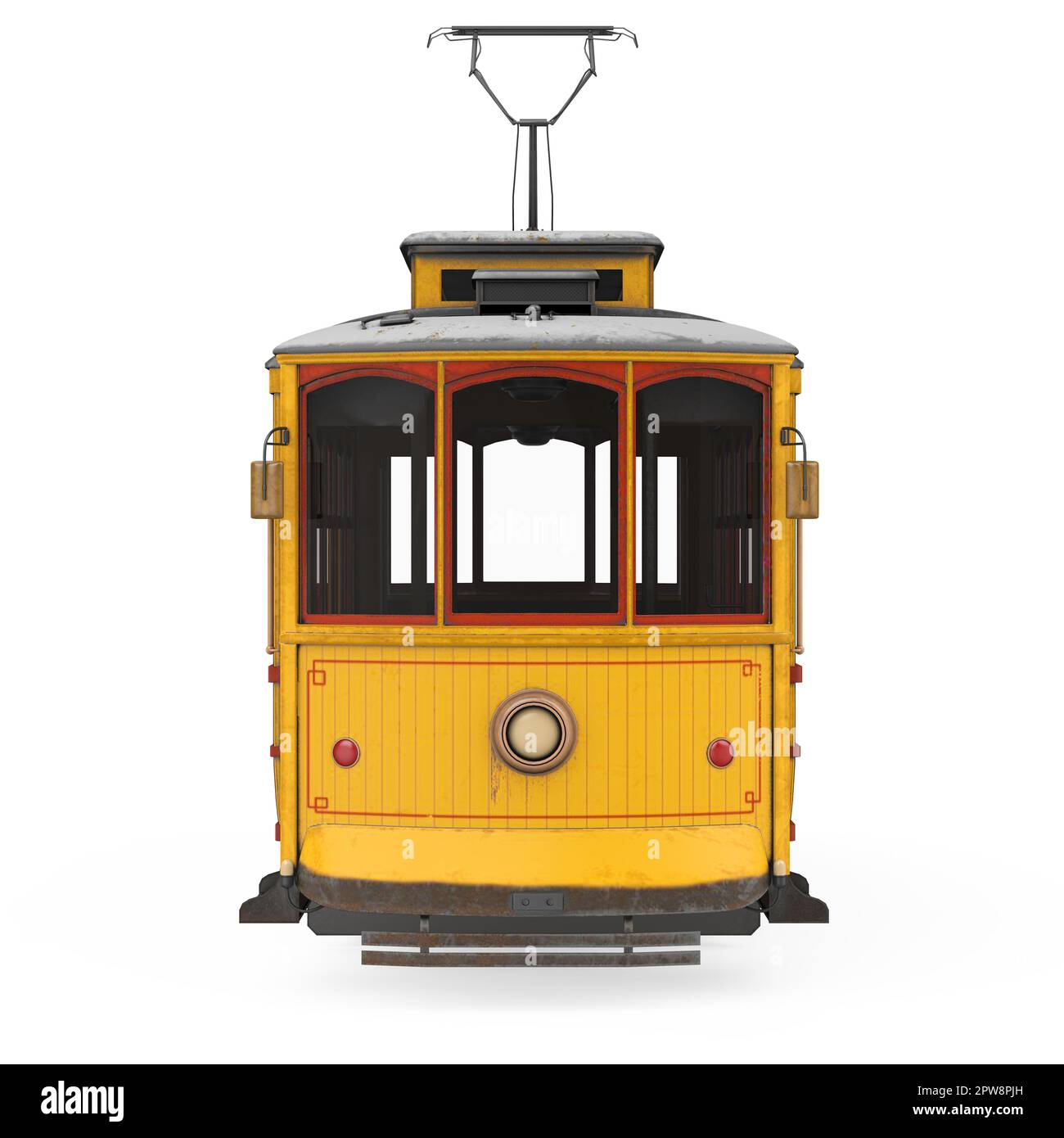Vintage Gelb Straßenbahn isoliert Stockfoto