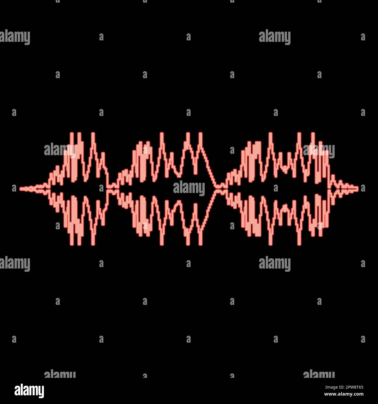 Neon Sound Wave Audio Digital Equalizer Technologie oszillierende Musik rot Vektor Abbildung flaches Bild Stock Vektor