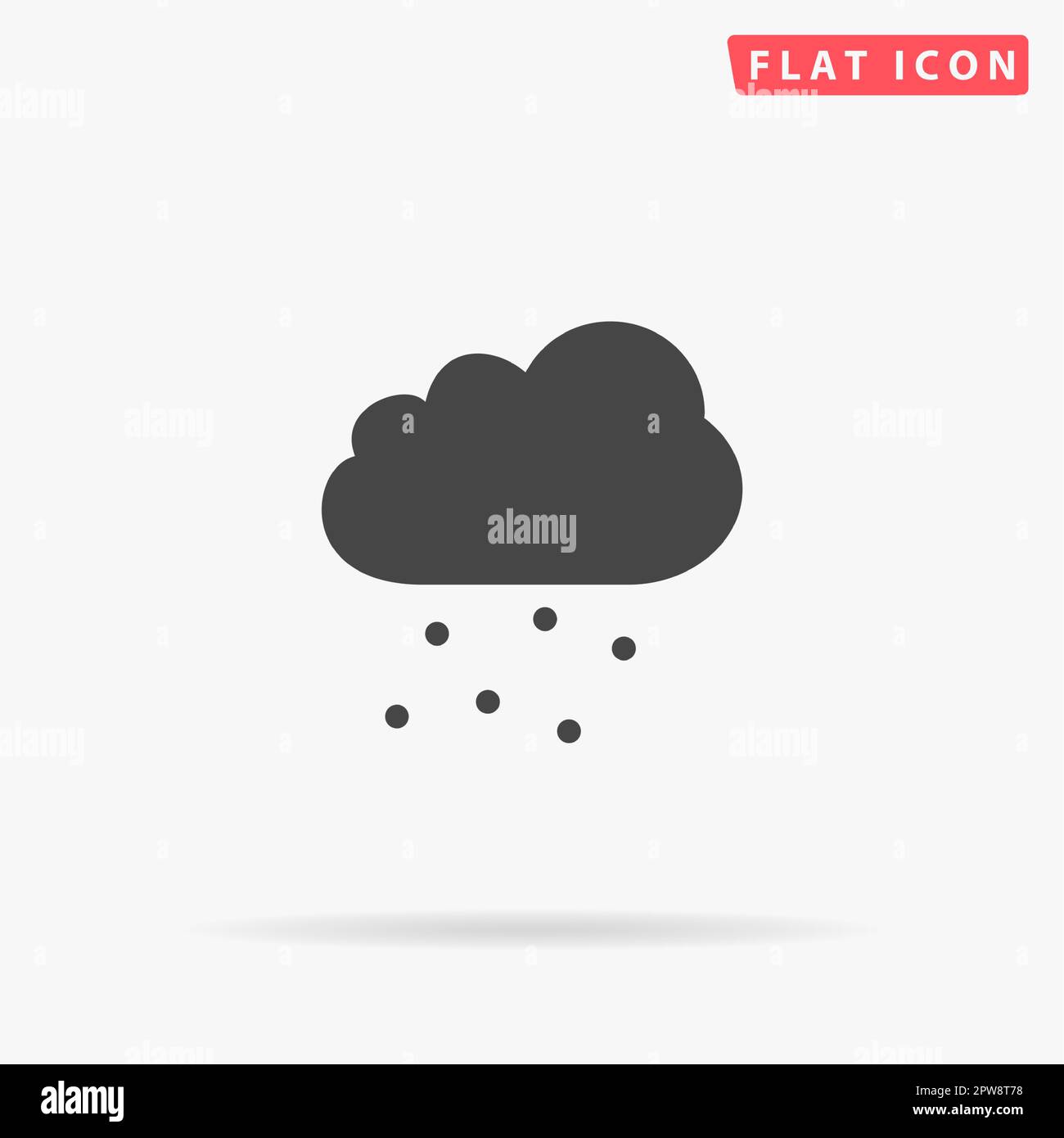 Wolke mit Hagel. Einfaches flaches schwarzes Symbol mit Schatten auf weißem Hintergrund. Piktogramm zur Vektordarstellung Stock Vektor