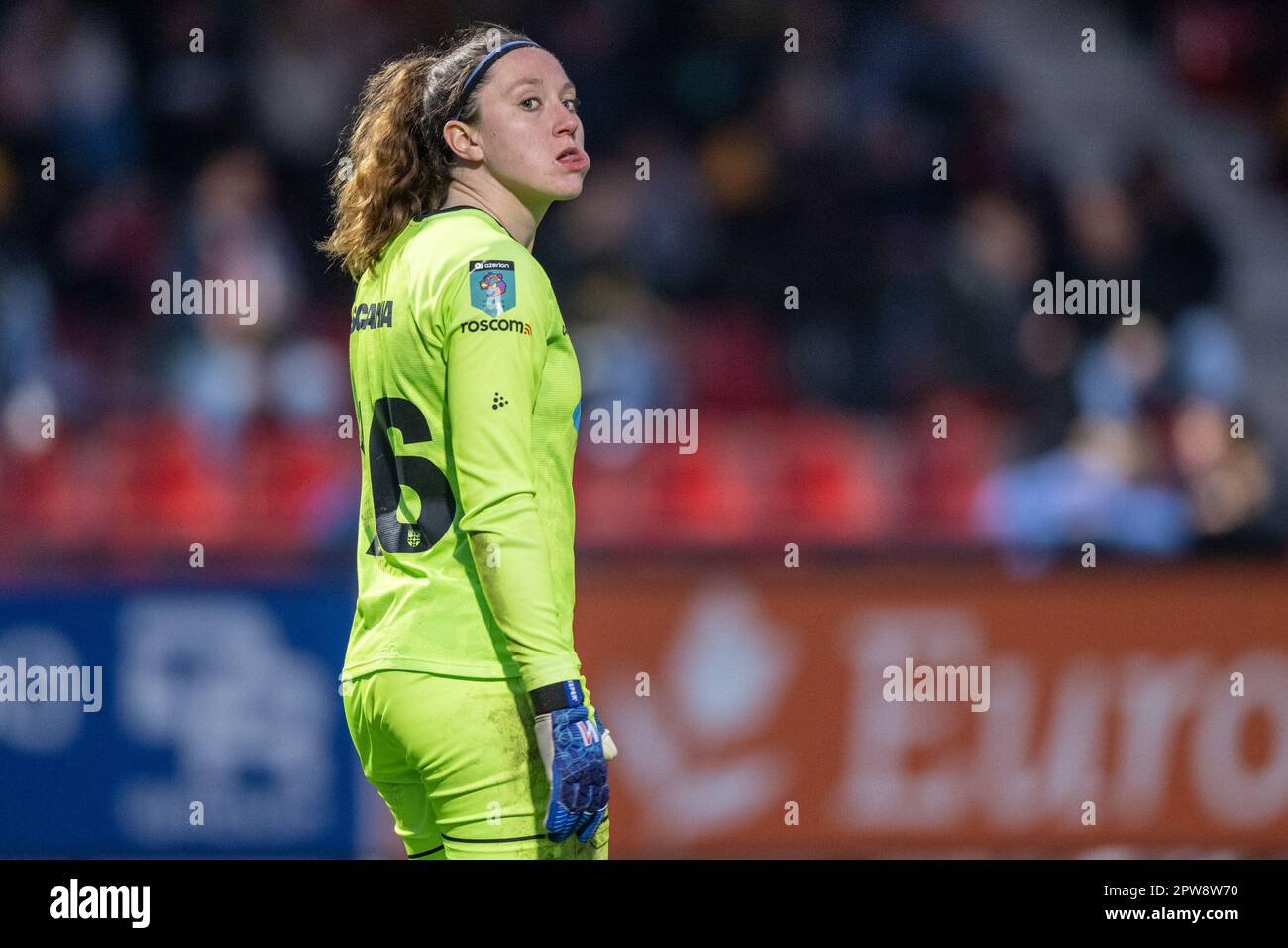 Rotterdam, Niederlande. 28. April 2023. ROTTERDAM, NIEDERLANDE - APRIL 28: Torhüterin Tess van der Flier von PEC Zwolle während des niederländischen Azerion Womens Eredivisie-Spiels zwischen Feyenoord und Pec Zwolle in New Varkenoord am 28. April 2023 in Rotterdam, Niederlande (Foto von Kees Kuijt/Orange Pictures) Credit: Orange Pics BV/Alamy Live News Stockfoto