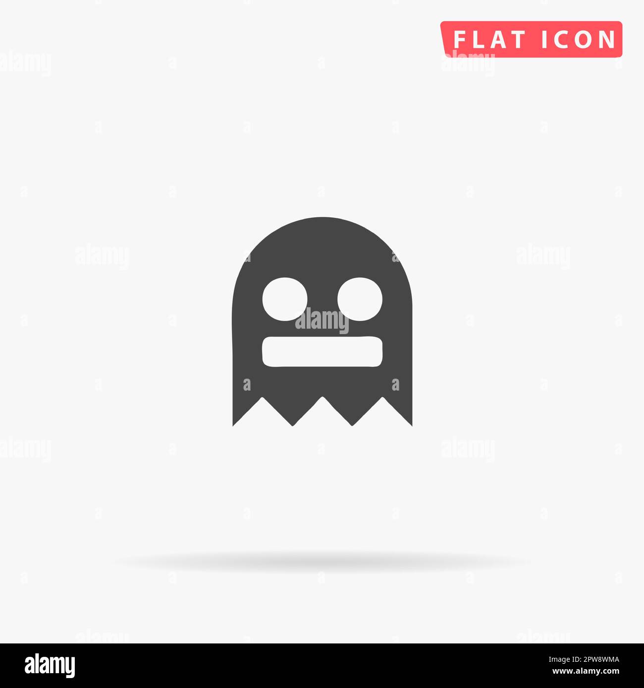 Kawaii, süßer Geist. Einfaches flaches schwarzes Symbol mit Schatten auf weißem Hintergrund. Piktogramm zur Vektordarstellung Stock Vektor