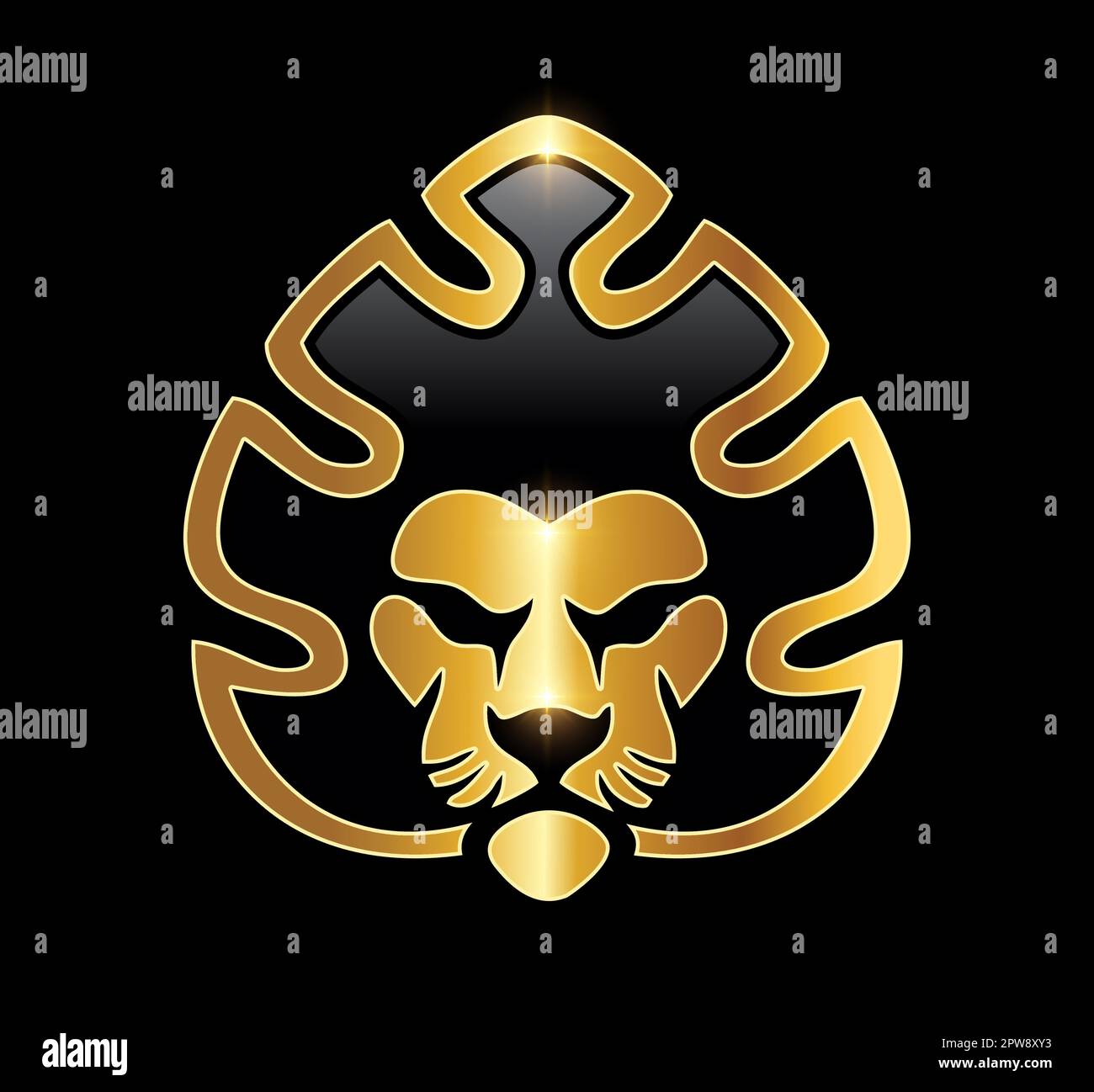 Golden Lion Head with Crown Logo Vector Icon Stock Vektor