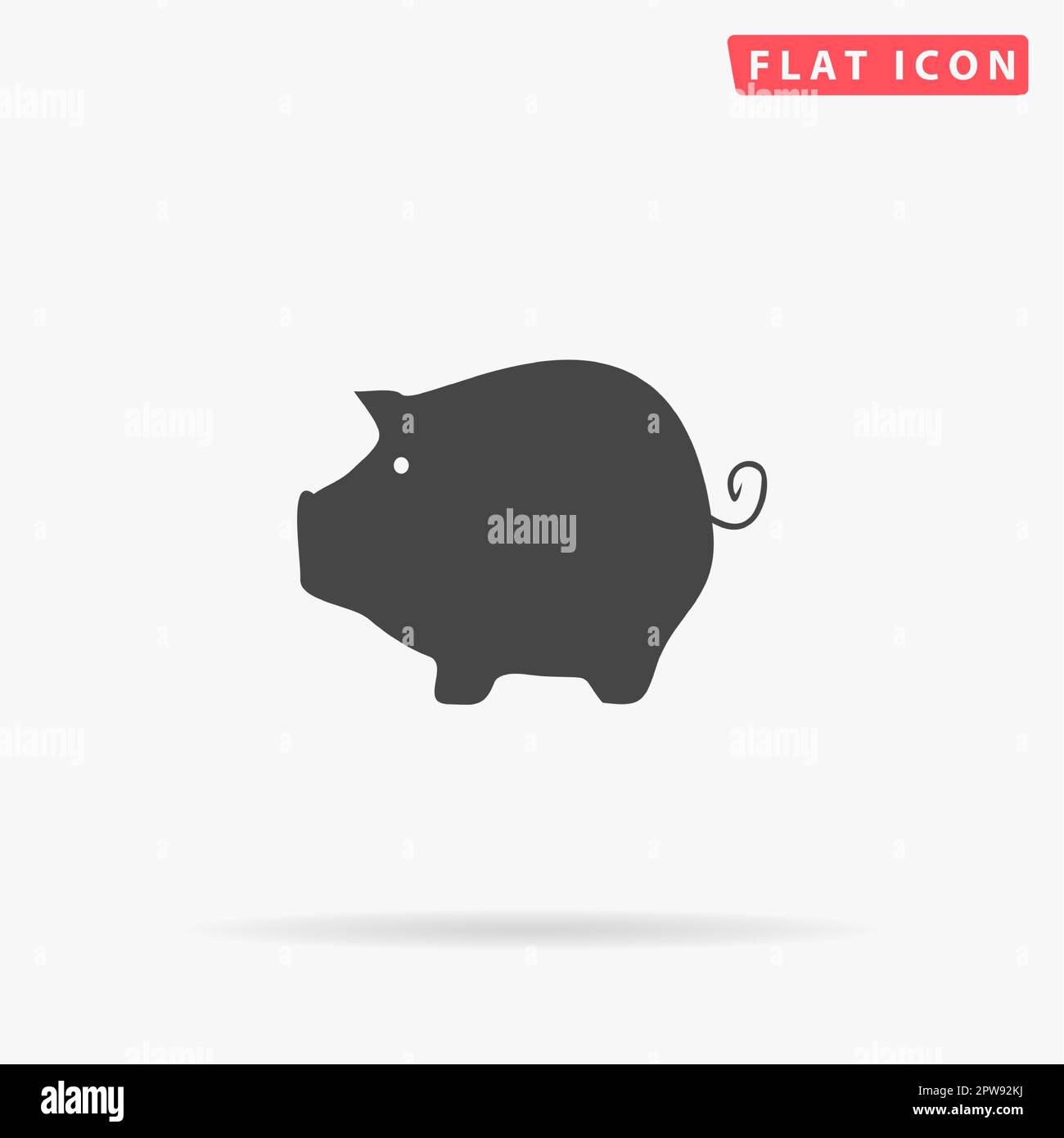 Sparschwein. Einfaches flaches schwarzes Symbol mit Schatten auf weißem Hintergrund. Piktogramm zur Vektordarstellung Stock Vektor
