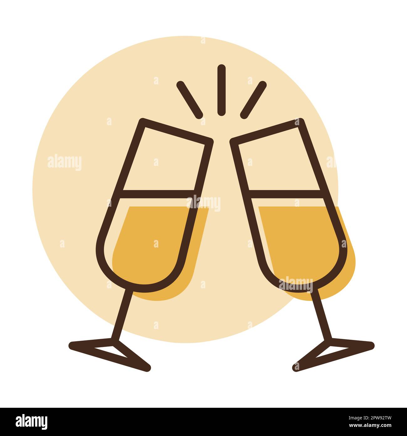 Zwei Gläser Champagner, isoliertes Vektorsymbol Stock Vektor