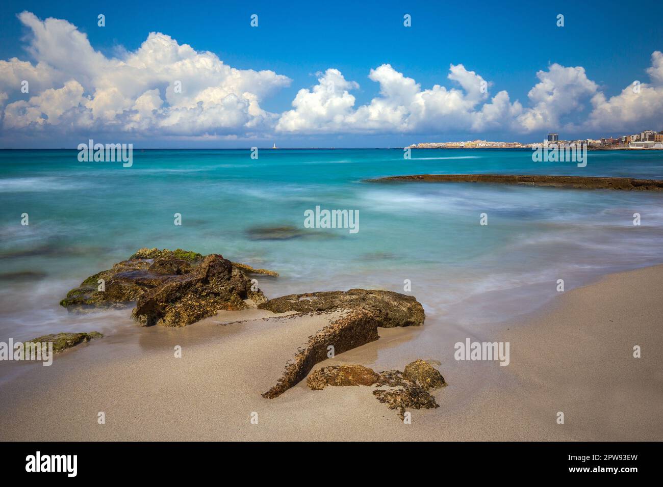 Spiaggia Baia verde a Gallipoli in Apulien Stockfoto