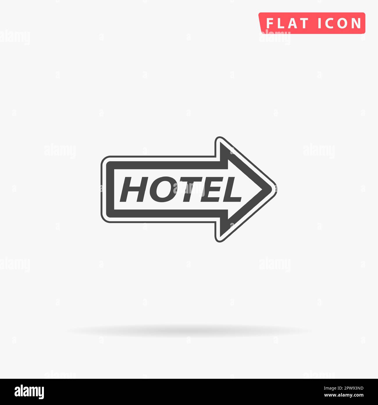 Vektor für Hotelschilder. Einfaches flaches schwarzes Symbol mit Schatten auf weißem Hintergrund. Piktogramm zur Vektordarstellung Stock Vektor