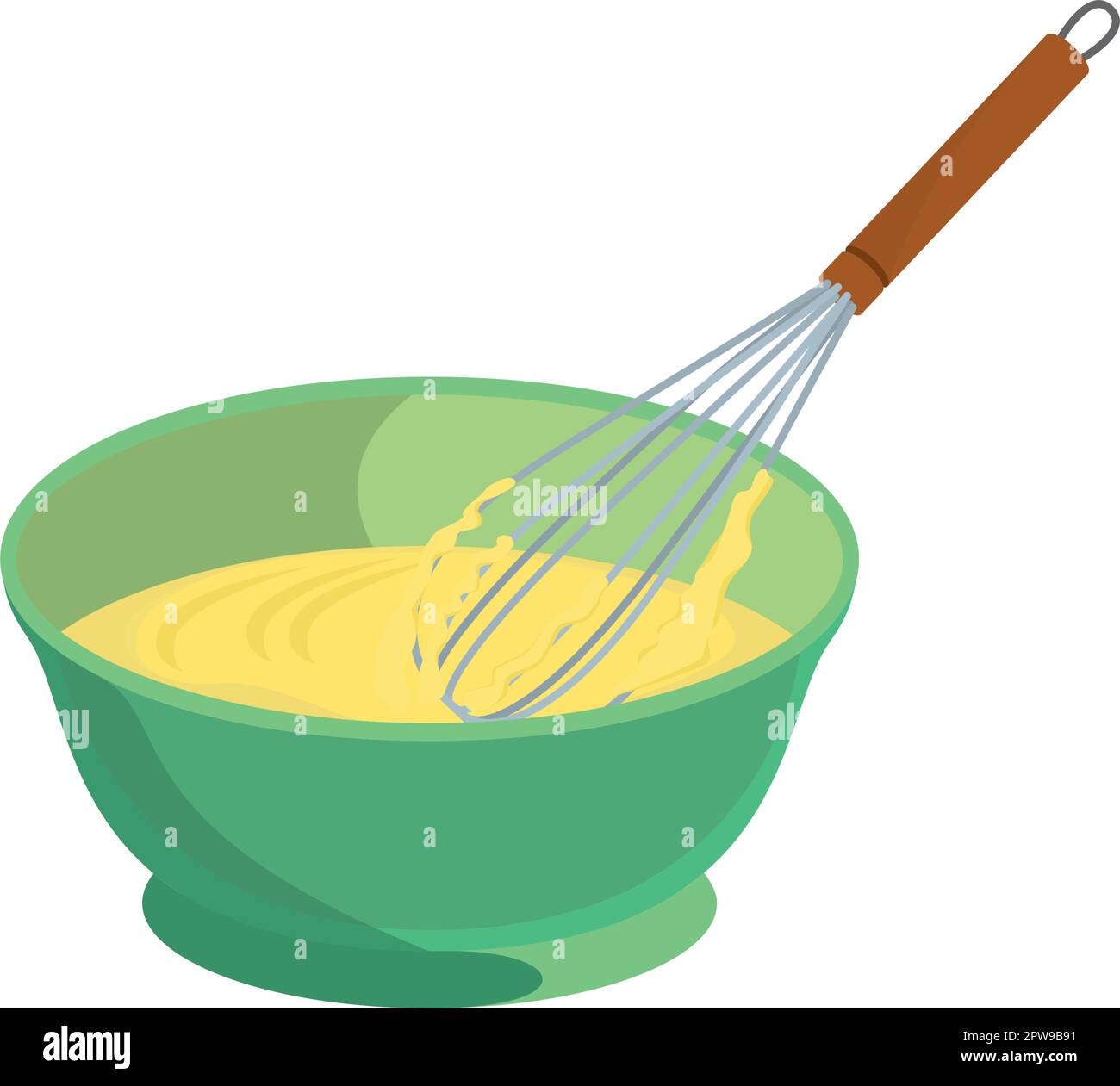 Detaillierter Whisk oder Eierschläger in der Teigabbildung Stock Vektor