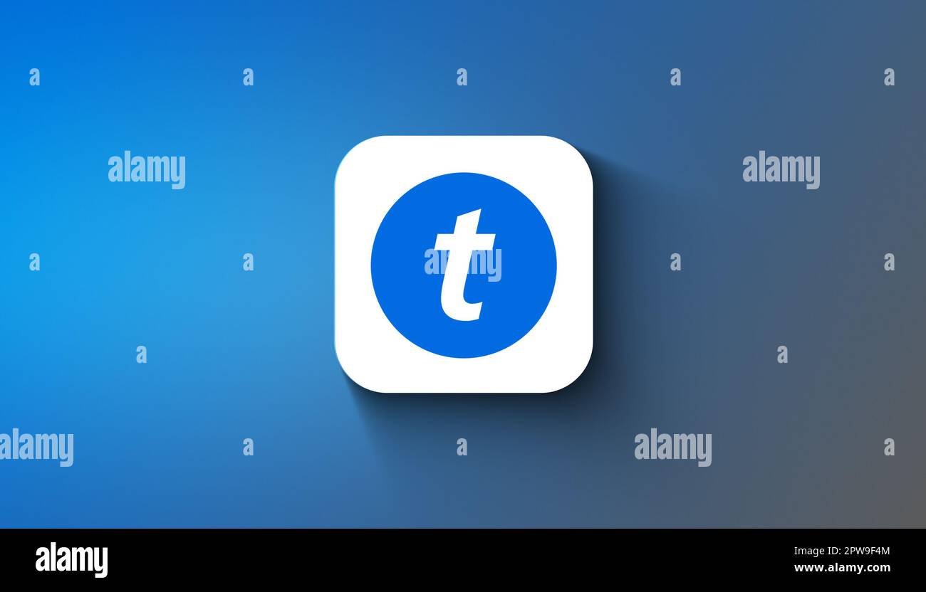 Agadir, Marokko - April 2023: Ticketmaster-Logo in einem abgestuften Hintergrund Stockfoto