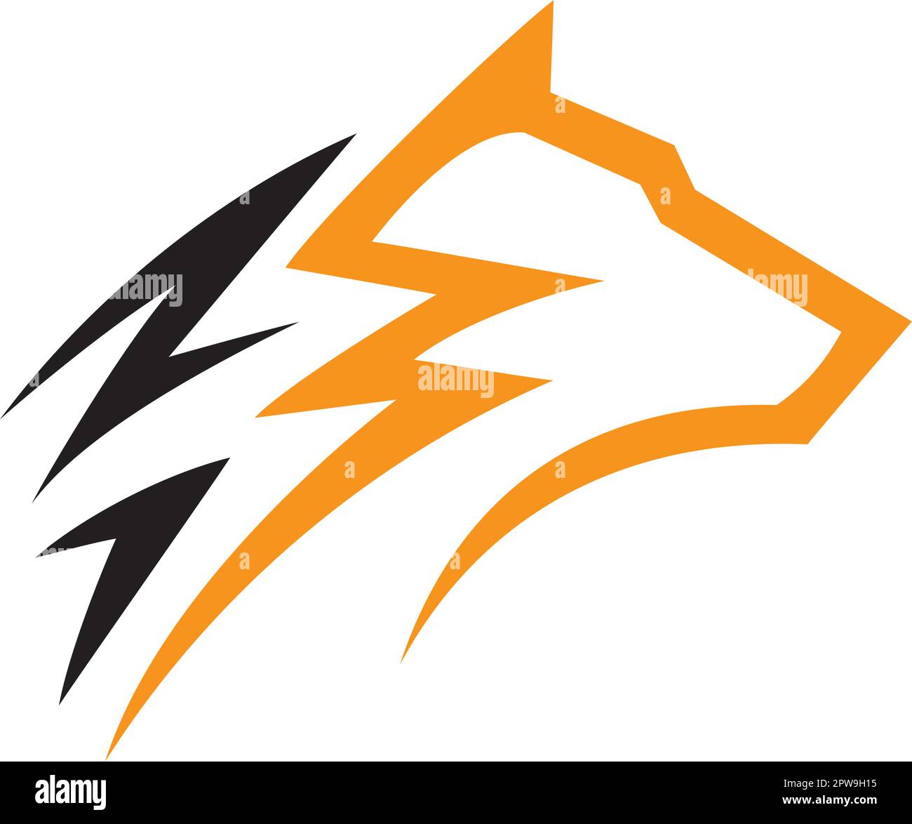 Wolf Head kombiniert mit Thunder Illustration Stock Vektor