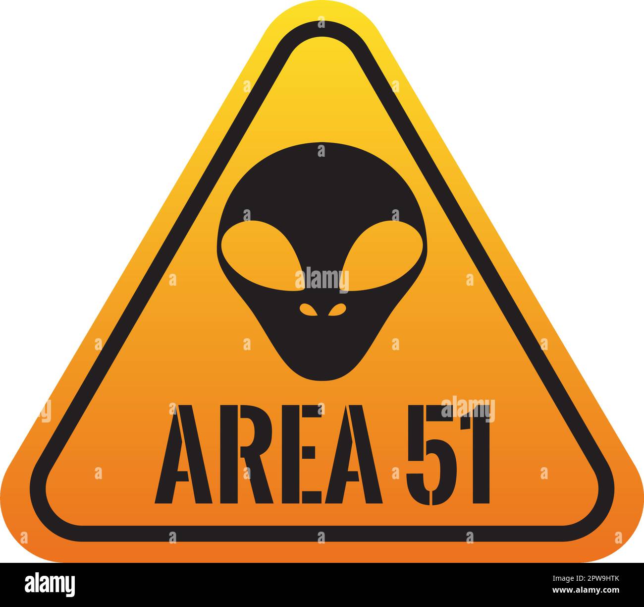Bereich 51 Gefahrenschild mit Alien-Symbol Gefahrenschild Stock Vektor