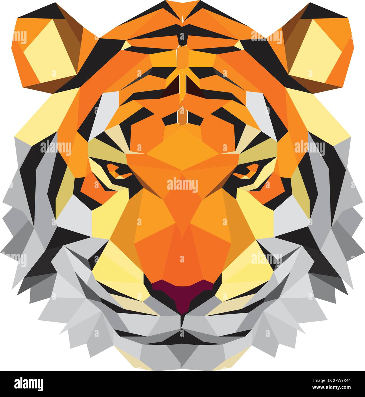 Einschüchternde Polygonale Tigerkopf-Illustration Stock Vektor