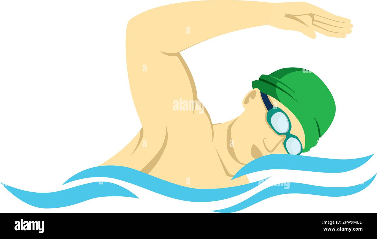 Schwimmfigur mit Schutzbrille, Seitenansicht Stock Vektor