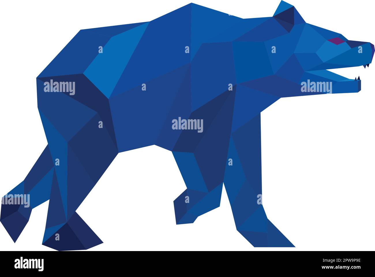Wandelnder Bär mit wütender Geste, polygonale Illustration Stock Vektor