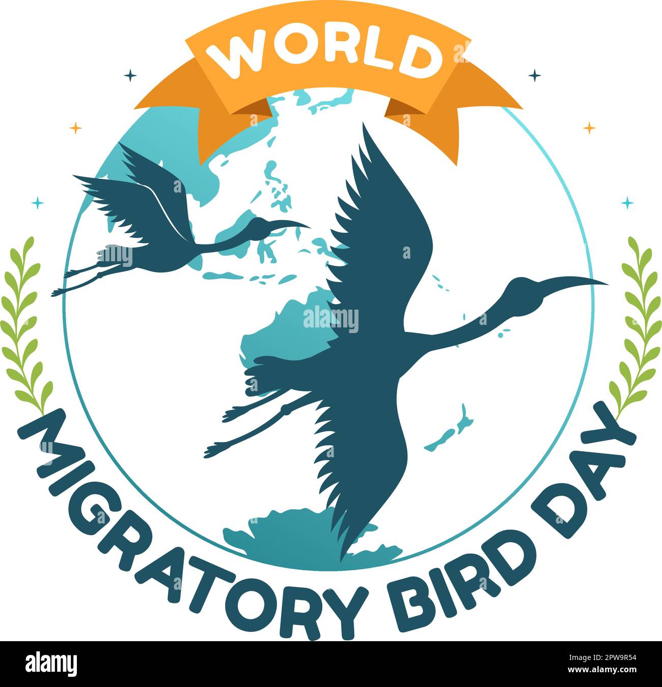 World Migratory Bird Day am 8. Mai Illustration mit Birds Migrations Groups in einem flachen Cartoon Handzeichnet für Landing-Page-Vorlagen Stock Vektor