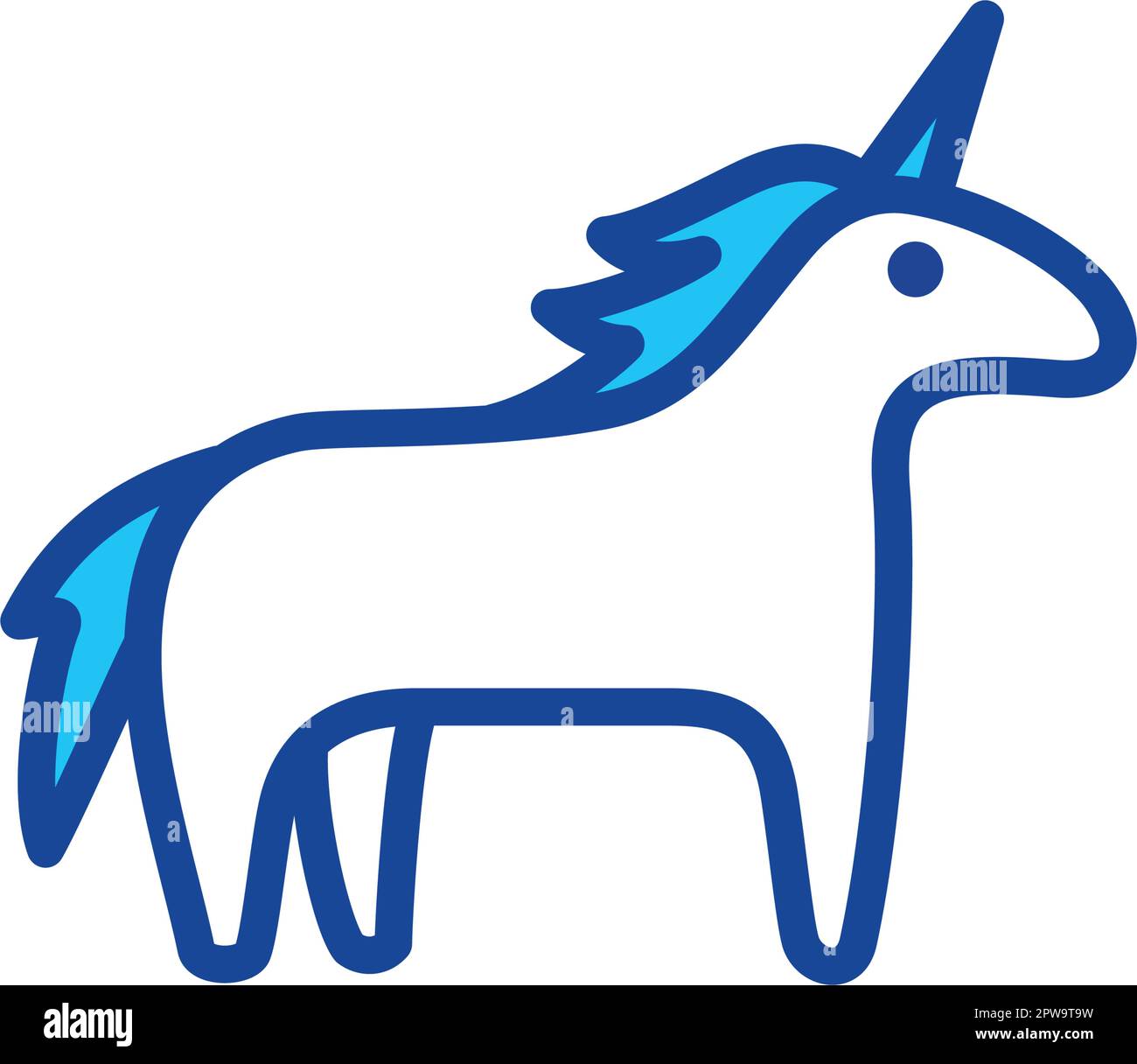 Einfache Einhorn-Illustration mit stehender Geste visualisiert mit Line Art Style Stock Vektor